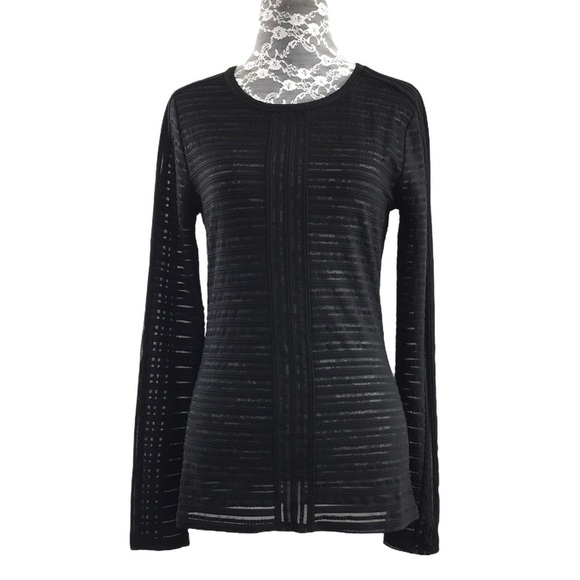 BCBG MaxAzria Black Jacquard Knit Pullover Blouse Womens Small Long Sleeve - Picture 1 of 11